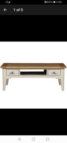 Two tone oak and painted coffee table with two drawers