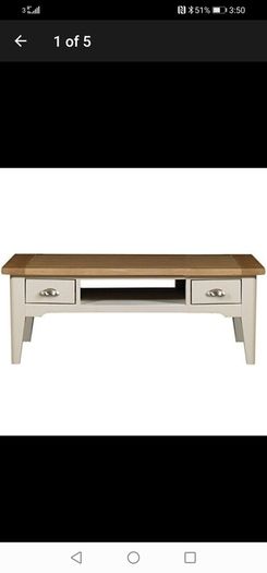 Two tone oak and painted coffee table with two drawers