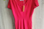 Red knitted short sleeve top fits size SM new