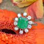 Beautiful 1970s Emerald & Diamond Ring - 18ct White Gold Image 2
