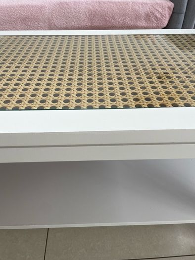 Painted coffee table with wicker effect top