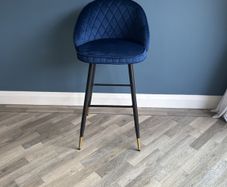 Woodies Clifton Navy Velvet Barstool