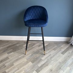 Woodies Clifton Navy Velvet Barstool