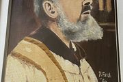 Framed Vintage Oil Portrait of Saint Padre Pio Signed F. Feld '80