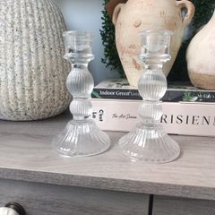 2 Glass Candle Holders