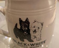 Black and white whiskey water jug Burliegh ware HCW