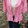 Vintage 1980s 50s style Pink Navy polkadot peplum dress Size M Postage included Image 9