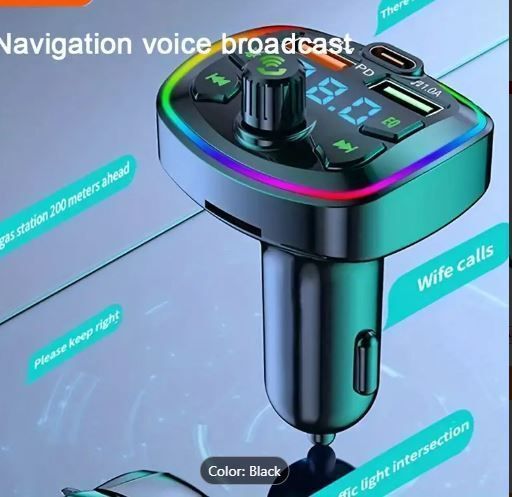 Car Charger with Voice Broadcast, Hands-Free Calling, MP3 Player