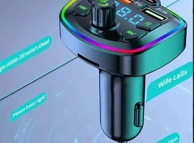 Car Charger with Voice Broadcast, Hands-Free Calling, MP3 Player