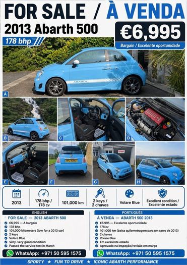 2013 Abarth500,ni Reg,178bhp