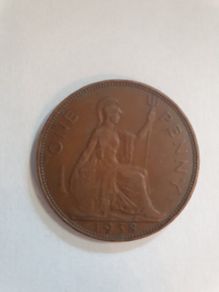 Great Britain UK 1938 One Penny George VI Coin - free standard postage
