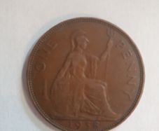 Great Britain UK 1938 One Penny George VI Coin - free standard postage