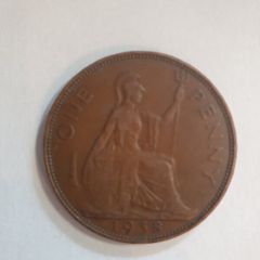 Great Britain UK 1938 One Penny George VI Coin - free standard postage