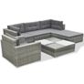 6 Piece Garden Lounge Set with Cushions Poly Rattan Grey Image 2