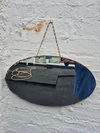 Vintage Art Deco oval bevelled Mirror