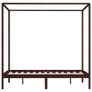 Canopy Bed Frame Dark Brown Solid Pine Wood 140x200 cm Image 4