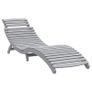 Sun Lounger Grey Solid Wood Acacia Grey Image 2