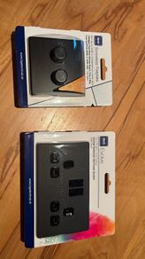 BG Black Double dimmer and double socket