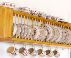 Sold elm wooden plate rack.