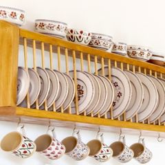 Sold elm wooden plate rack.