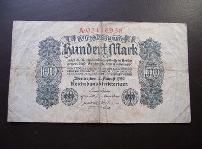 Germany. Reichsbanknote. 100 Mark (4.8.1922)