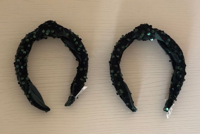 Dark Green Sequin Knot Headbands