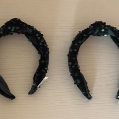 Dark Green Sequin Knot Headbands
