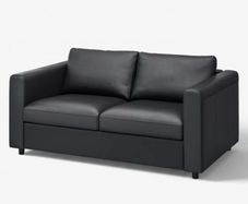 free black leather 2 seater sofa