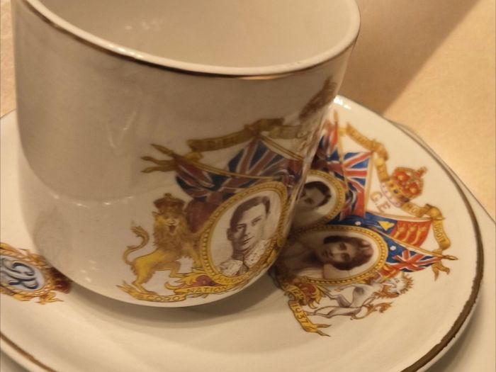 Vintage 1937 King George VI Coronation Tea Trio Cup Saucer Side Plate