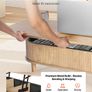 1000 mm Lift Top Coffee Table, Fluted Oval Coffee Table with 3 Hidden Compartment, Mid Century Wooden Oval Center Desk with Storage, Lift Up Tabletop for Home & Office, Easy Assembly, Burlywood Image 4