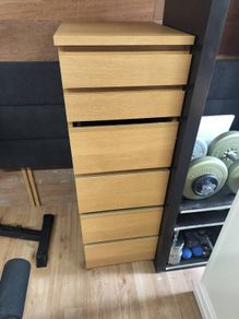 Chest of 6 drawers Malm oak veneer with mirror