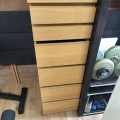 Chest of 6 drawers Malm oak veneer with mirror