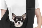 Small Dog Sling Carrier, Reversible Hands Free Dog Sling Carrier for Small Dogs Cats, Puppy Slings Carriers with Adjustable Safety Harness, Puppy Essentials, Black