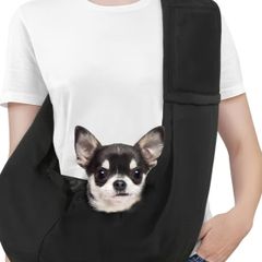 Small Dog Sling Carrier, Reversible Hands Free Dog Sling Carrier for Small Dogs Cats, Puppy Slings Carriers with Adjustable Safety Harness, Puppy Essentials, Black