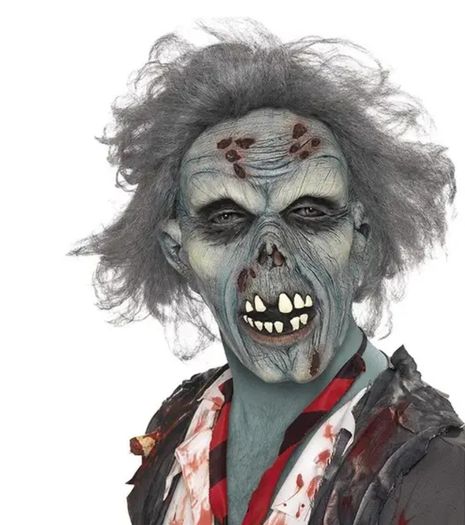 Halloween zombie latex mask with hair.