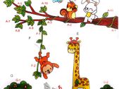 Funny Giraffe Monkey Rabbit&Tree Childrens Room Reusable Wall Stickers