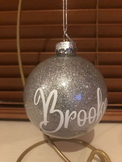 Personalised glitter Christmas baubles
