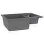 Kitchen Sink with Overflow Hole Double Basins Grey Granite Image 4