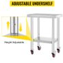 24 x 12 inch Stainless Steel Kitchen Worktable Commercial Work Bench Table with Caster Wheels & Undershelf for Home Restaurant Storage Image 2