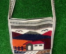 Vintage 1980s Woven Landscape Patterned Shoulder Bag