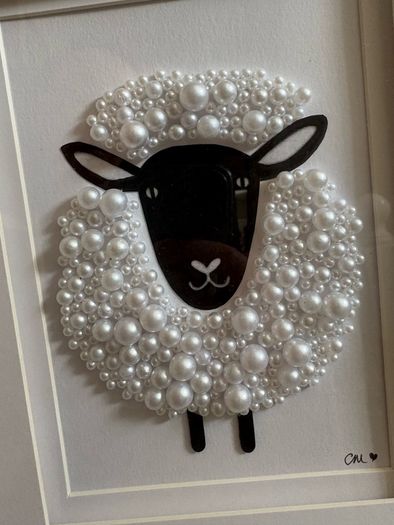 Handcrafted framed Sheep mixed media Mosaic