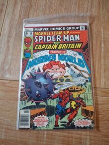 1970s Comic Marvel Team Up 66 featuring Spiderman and 1st full appearance of Arcade