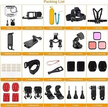 NEW SALE | 52 IN 1 Accessories Kit compatible with GoPro HERO 11/10/9 Black, Waterproof Housing+Filters +Silicone Case Kit+Head Chest Strap+Suction Cup