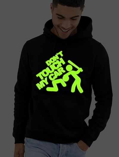 Don't touch my car hoodie glow in the dark logo hoodie cool funny hooded jumper