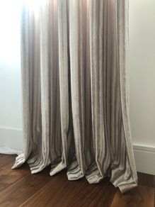 Designer Elegant Pair of Crushed Velvet Curtains in soft beige. Spain.