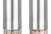 Electric Salt and Pepper Mill Set, Battery Operated, Ceramic Grinding Blade, Automatic Stainless Steel Grinders Shakers with LED Light and Adjustable Coarseness (FREE POSTAGE)