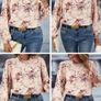 Elegant Dressy Floral Print Puff Sleeve Blouse - Size - 1XL - RRP - 18.92 Image 3