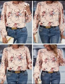 Elegant Dressy Floral Print Puff Sleeve Blouse - Size - 1XL - RRP - 18.92