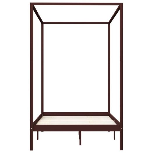Canopy Bed Frame Dark Brown Solid Pine Wood 120x200 cm