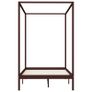 Canopy Bed Frame Dark Brown Solid Pine Wood 120x200 cm Image 5